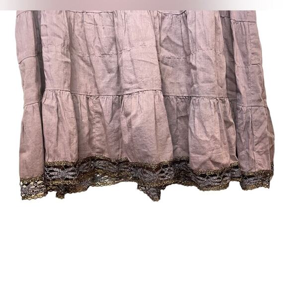 FREE PEOPLE Vintage Tiered Mauve Mini Dress Embroidered Sequins Size Small EUC - Picture 5 of 13